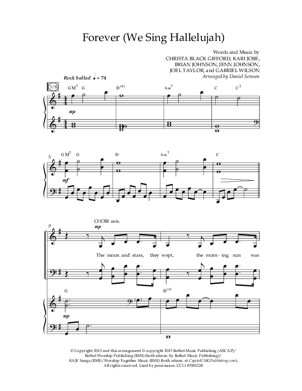 Forever (We Sing Hallelujah) (Choral Anthem SATB) Anthem (SATB/Piano) (Lifeway Choral / Arr. Daniel Semsen)