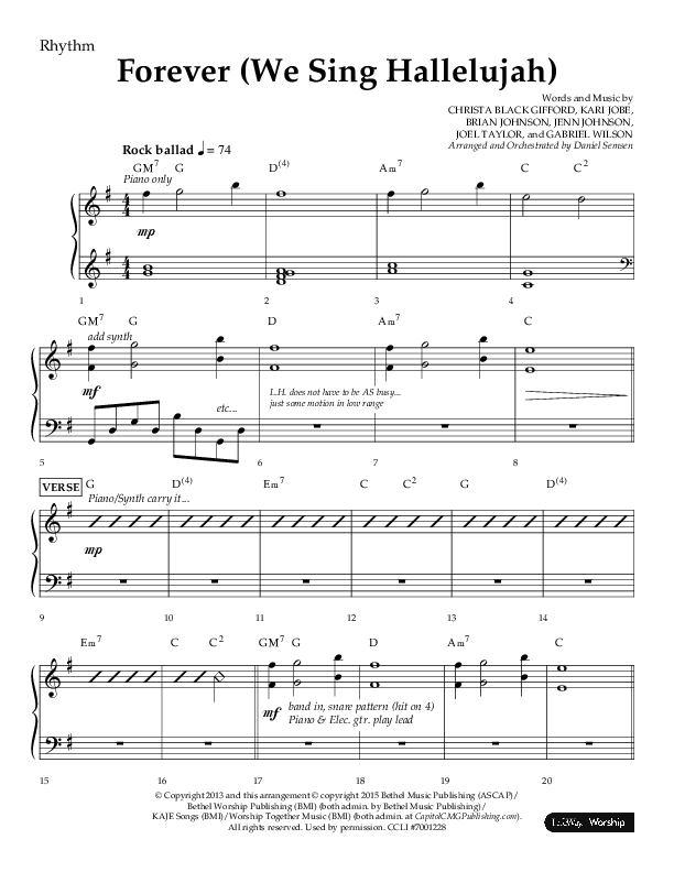 Forever (We Sing Hallelujah) (Choral Anthem SATB) Rhythm Chart (Lifeway Choral / Arr. Daniel Semsen)