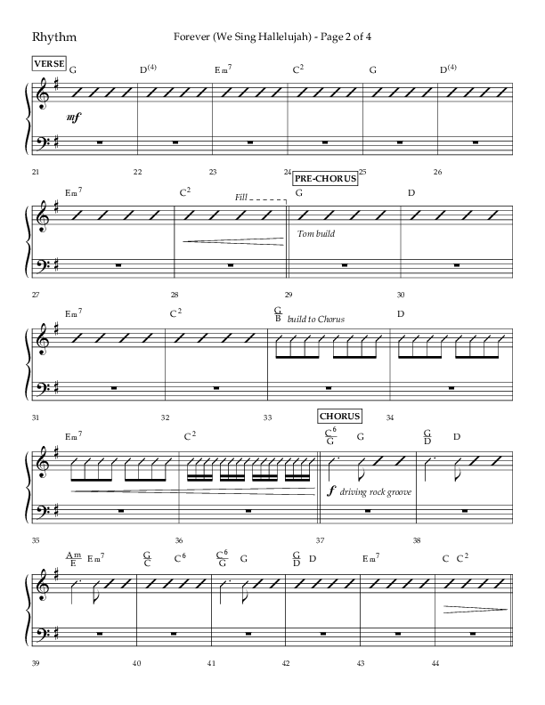Forever (We Sing Hallelujah) (Choral Anthem SATB) Rhythm Chart (Lifeway Choral / Arr. Daniel Semsen)