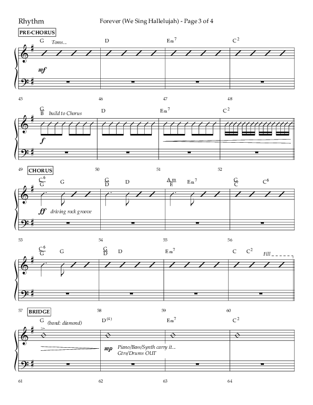 Forever (We Sing Hallelujah) (Choral Anthem SATB) Rhythm Chart (Lifeway Choral / Arr. Daniel Semsen)
