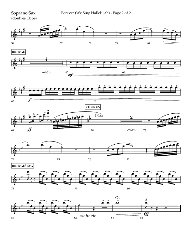 Forever (We Sing Hallelujah) (Choral Anthem SATB) Soprano Sax (Lifeway Choral / Arr. Daniel Semsen)