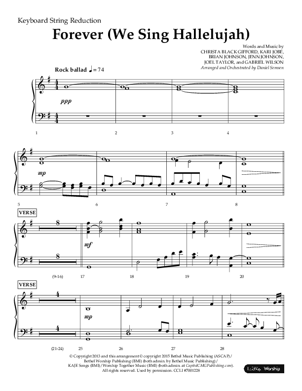 Forever (We Sing Hallelujah) (Choral Anthem SATB) String Reduction (Lifeway Choral / Arr. Daniel Semsen)