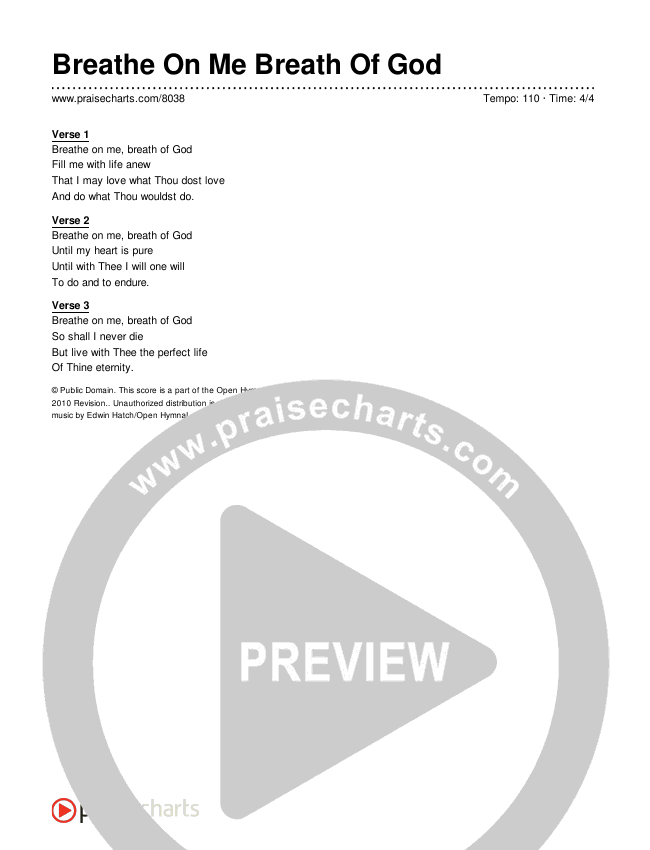 Breathe On Me Breath Of God Lyrics (Traditional Hymn)