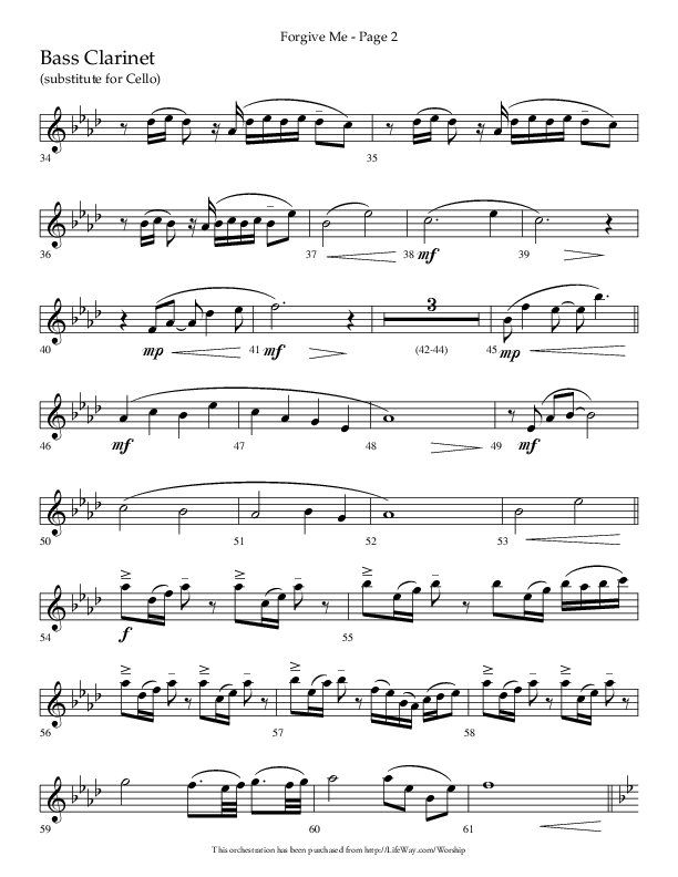 Forgive Me (Choral Anthem SATB) Bass Clarinet (Lifeway Choral / Arr. Cliff Duren)