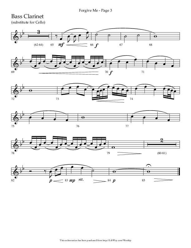 Forgive Me (Choral Anthem SATB) Bass Clarinet (Lifeway Choral / Arr. Cliff Duren)