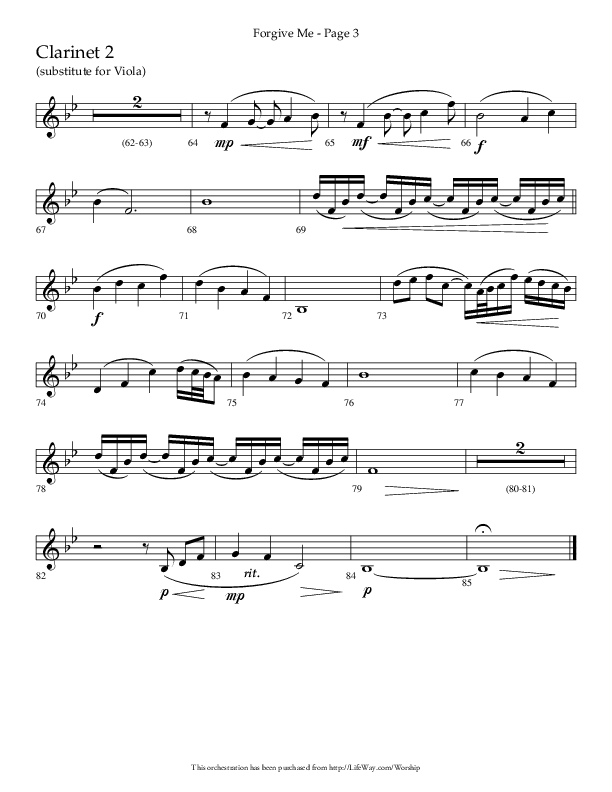 Forgive Me (Choral Anthem SATB) Clarinet 1/2 (Lifeway Choral / Arr. Cliff Duren)