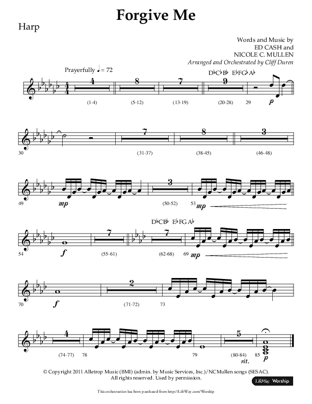 Forgive Me (Choral Anthem SATB) Harp (Lifeway Choral / Arr. Cliff Duren)