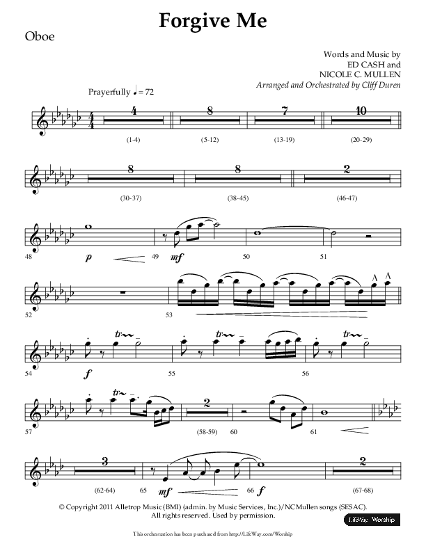 Forgive Me (Choral Anthem SATB) Oboe (Lifeway Choral / Arr. Cliff Duren)