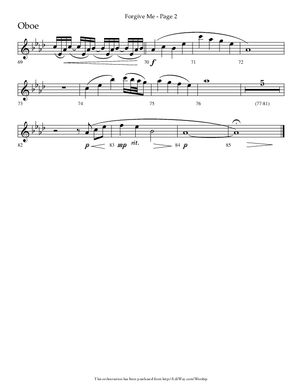 Forgive Me (Choral Anthem SATB) Oboe (Lifeway Choral / Arr. Cliff Duren)