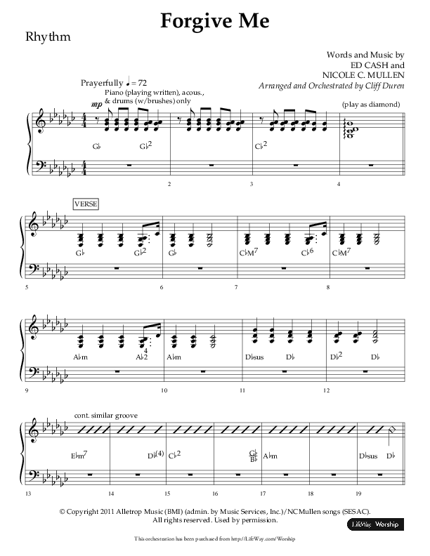 Forgive Me (Choral Anthem SATB) Rhythm Chart (Lifeway Choral / Arr. Cliff Duren)