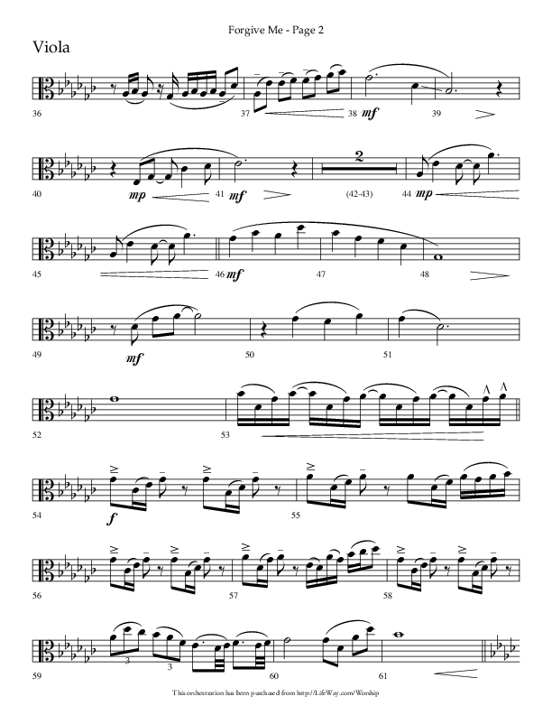 Forgive Me (Choral Anthem SATB) Viola (Lifeway Choral / Arr. Cliff Duren)
