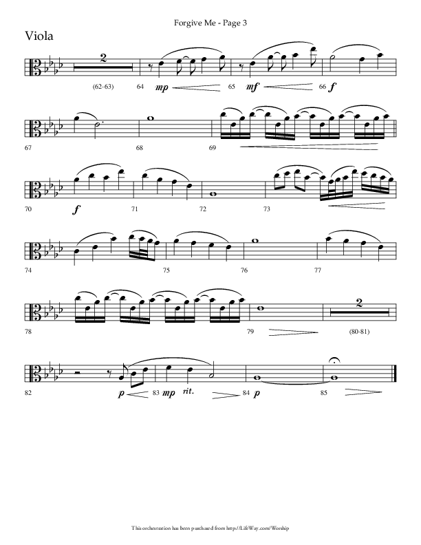 Forgive Me (Choral Anthem SATB) Viola (Lifeway Choral / Arr. Cliff Duren)