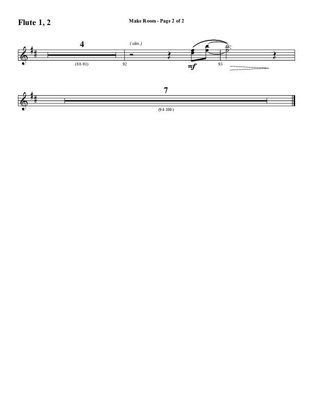 Make Room (Choral Anthem SATB) Flute 1/2 (Word Music Choral / Arr. David Wise / Orch. David Shipps)