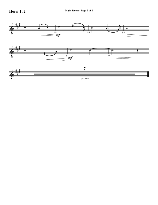Make Room (Choral Anthem SATB) French Horn 1/2 (Word Music Choral / Arr. David Wise / Orch. David Shipps)