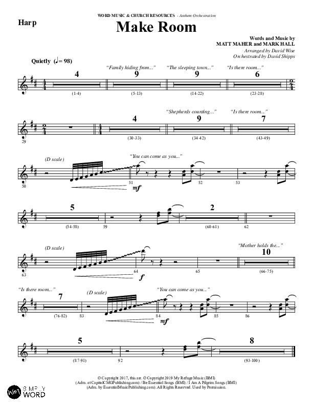 Make Room (Choral Anthem SATB) Harp (Word Music Choral / Arr. David Wise / Orch. David Shipps)