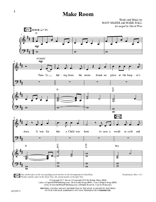 Make Room (Choral Anthem SATB) Anthem (SATB/Piano) (Word Music Choral / Arr. David Wise / Orch. David Shipps)
