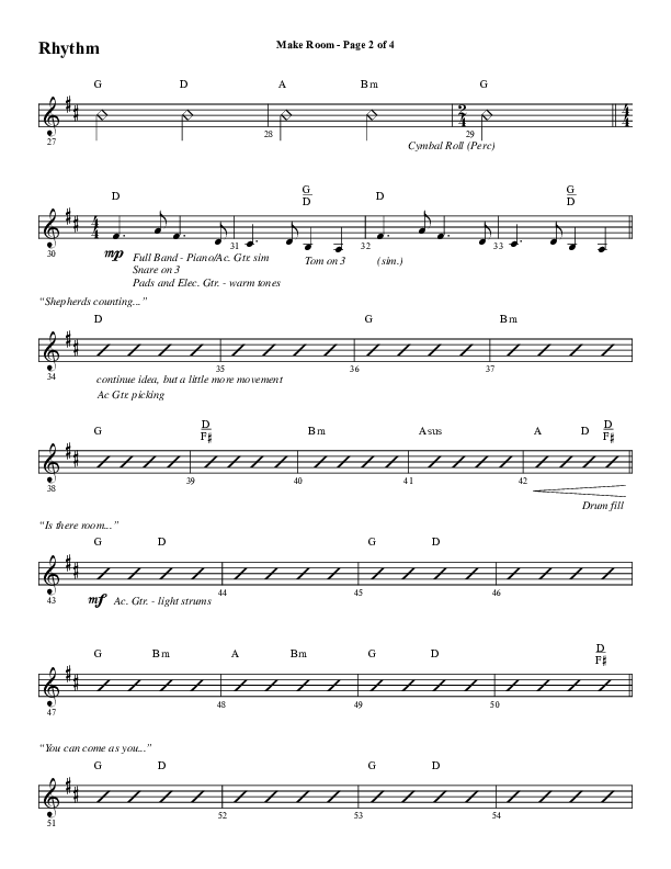 Make Room (Choral Anthem SATB) Rhythm Chart (Word Music Choral / Arr. David Wise / Orch. David Shipps)