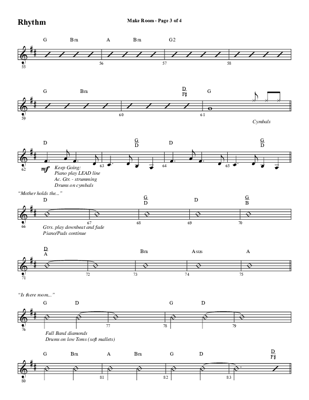 Make Room (Choral Anthem SATB) Rhythm Chart (Word Music Choral / Arr. David Wise / Orch. David Shipps)