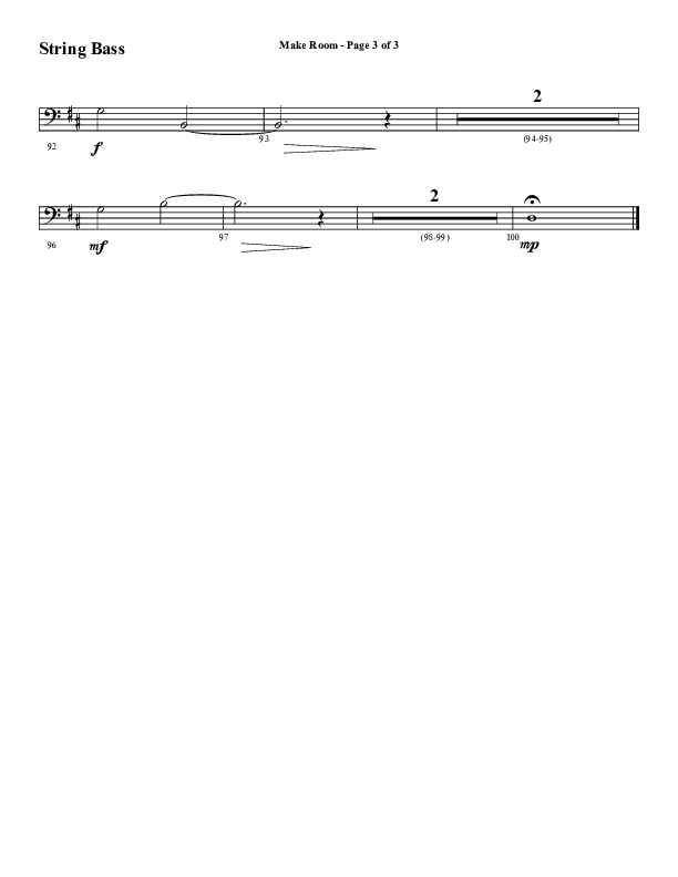 Make Room (Choral Anthem SATB) String Bass (Word Music Choral / Arr. David Wise / Orch. David Shipps)