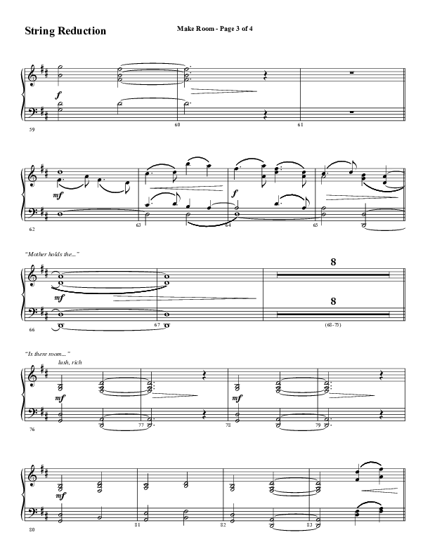 Make Room (Choral Anthem SATB) String Reduction (Word Music Choral / Arr. David Wise / Orch. David Shipps)