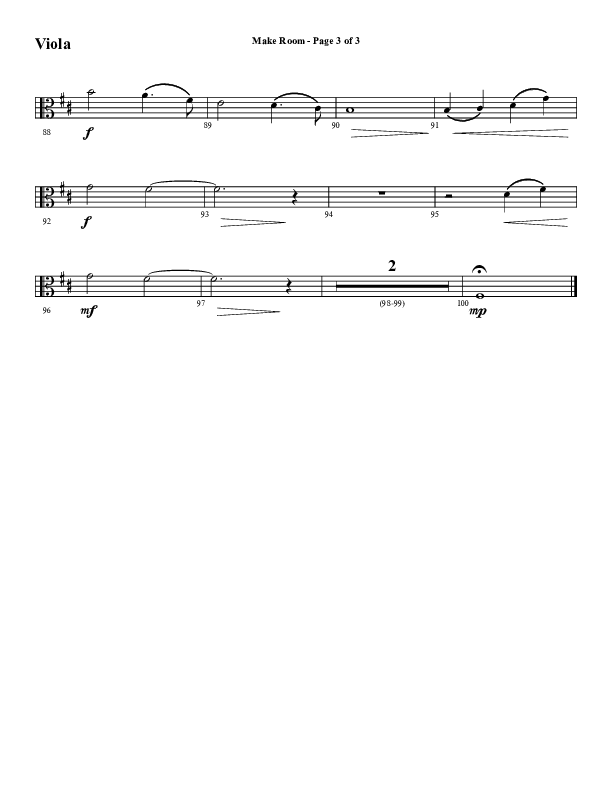 Make Room (Choral Anthem SATB) Viola (Word Music Choral / Arr. David Wise / Orch. David Shipps)