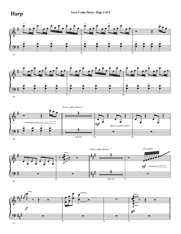 Love Came Down (Choral Anthem SATB) Harp (Word Music Choral / Arr. David Wise / Orch. David Shipps)