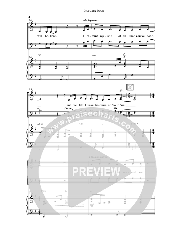 Love Came Down (Choral Anthem SATB) Anthem (SATB/Piano) (Word Music Choral / Arr. David Wise / Orch. David Shipps)