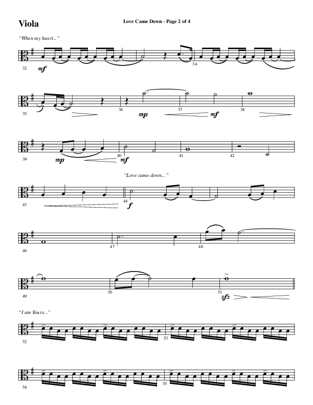 Love Came Down (Choral Anthem SATB) Viola (Word Music Choral / Arr. David Wise / Orch. David Shipps)