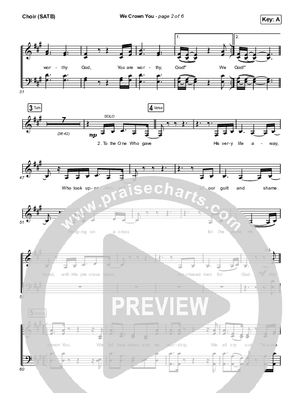 We Crown You Choir Sheet (SATB) (Jeremy Riddle)