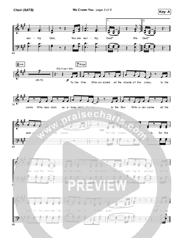 We Crown You Choir Sheet (SATB) (Jeremy Riddle)