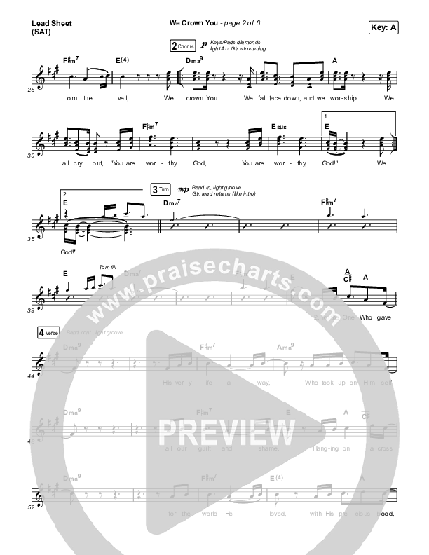 We Crown You Lead Sheet (SAT) (Jeremy Riddle)