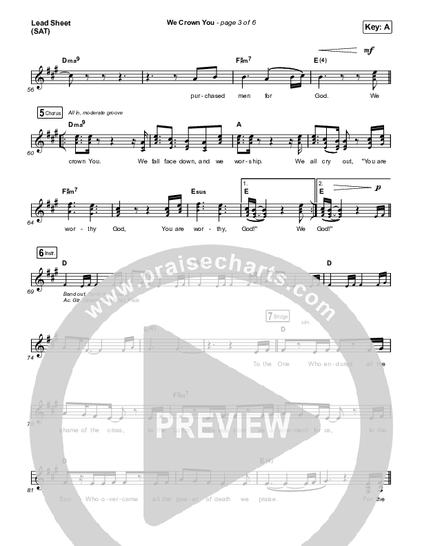 We Crown You Lead Sheet (SAT) (Jeremy Riddle)