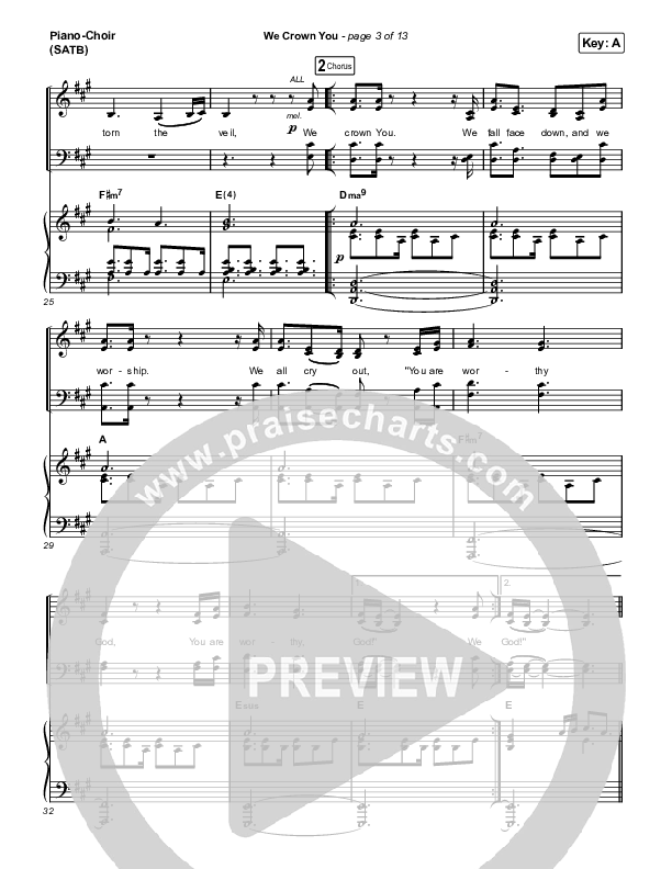 We Crown You Piano/Vocal (SATB) (Jeremy Riddle)