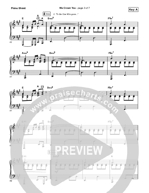 We Crown You Piano Sheet (Jeremy Riddle)