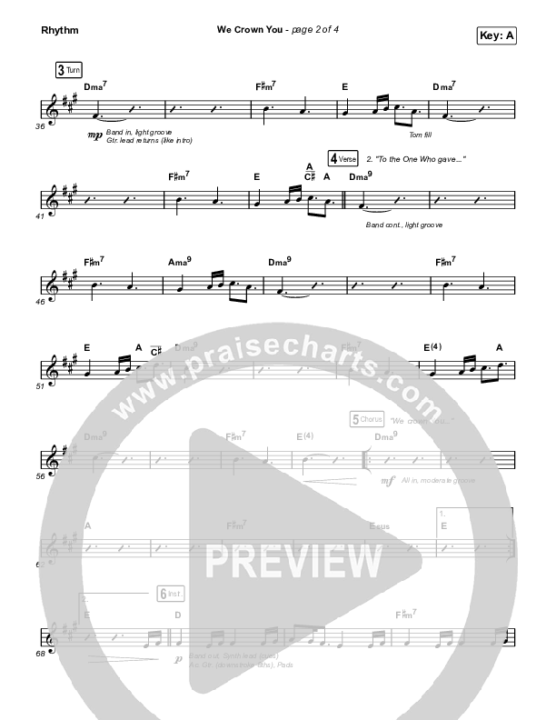 We Crown You Rhythm Chart (Jeremy Riddle)