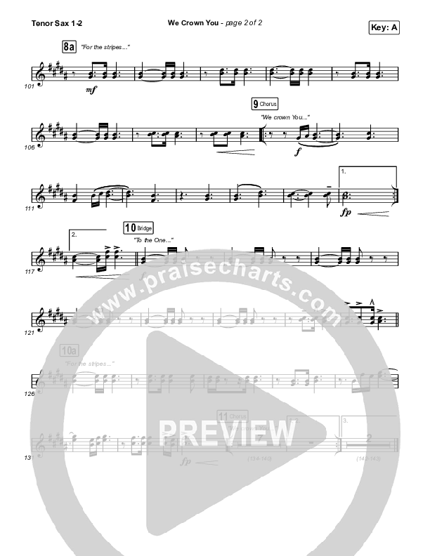 We Crown You Tenor Sax 1,2 (Jeremy Riddle)