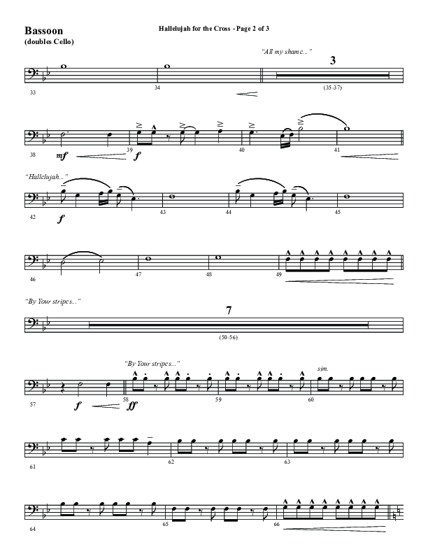 Hallelujah For The Cross (Choral Anthem SATB) Bassoon (Word Music Choral / Arr. Luke Gambill / Orch. Cliff Duren)