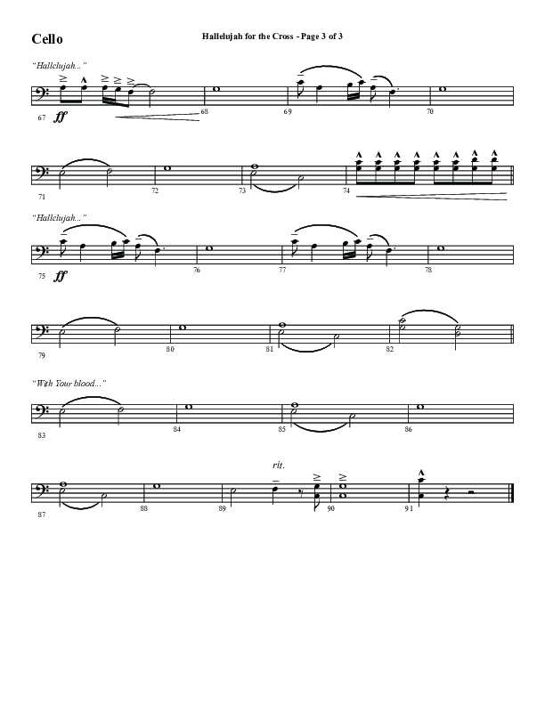Hallelujah For The Cross (Choral Anthem SATB) Cello (Word Music Choral / Arr. Luke Gambill / Orch. Cliff Duren)