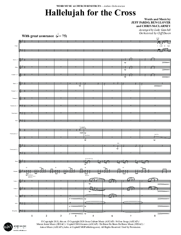 Hallelujah For The Cross (Choral Anthem SATB) Conductor's Score (Word Music Choral / Arr. Luke Gambill / Orch. Cliff Duren)