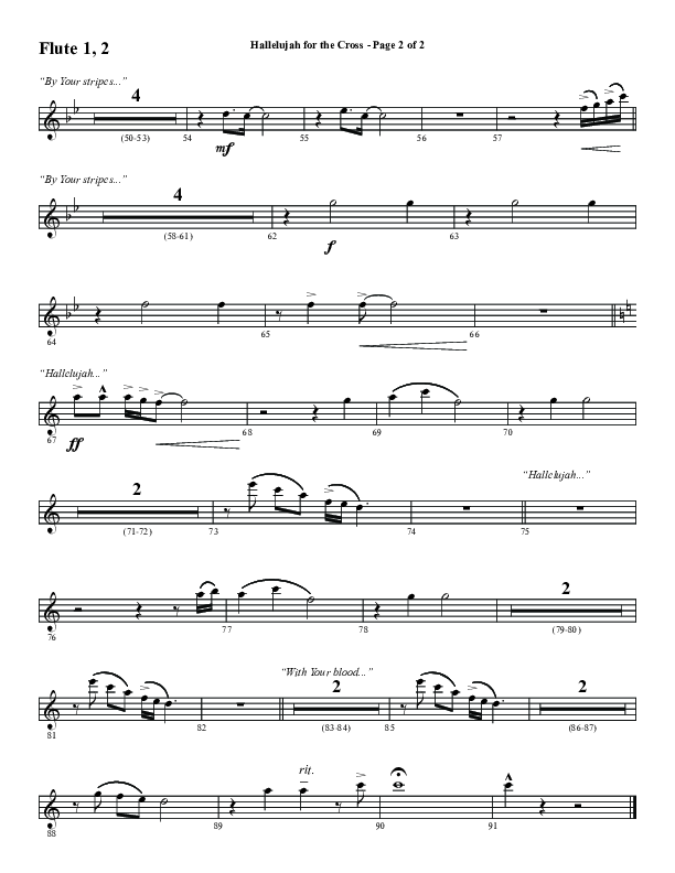 Hallelujah For The Cross (Choral Anthem SATB) Flute 1/2 (Word Music Choral / Arr. Luke Gambill / Orch. Cliff Duren)