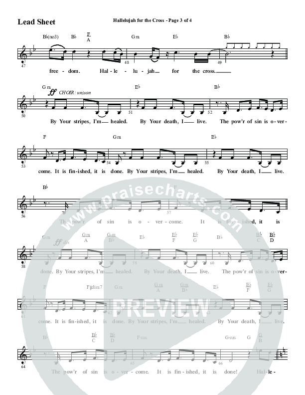 Hallelujah For The Cross (Choral Anthem SATB) Lead Sheet (Melody) (Word Music Choral / Arr. Luke Gambill / Orch. Cliff Duren)