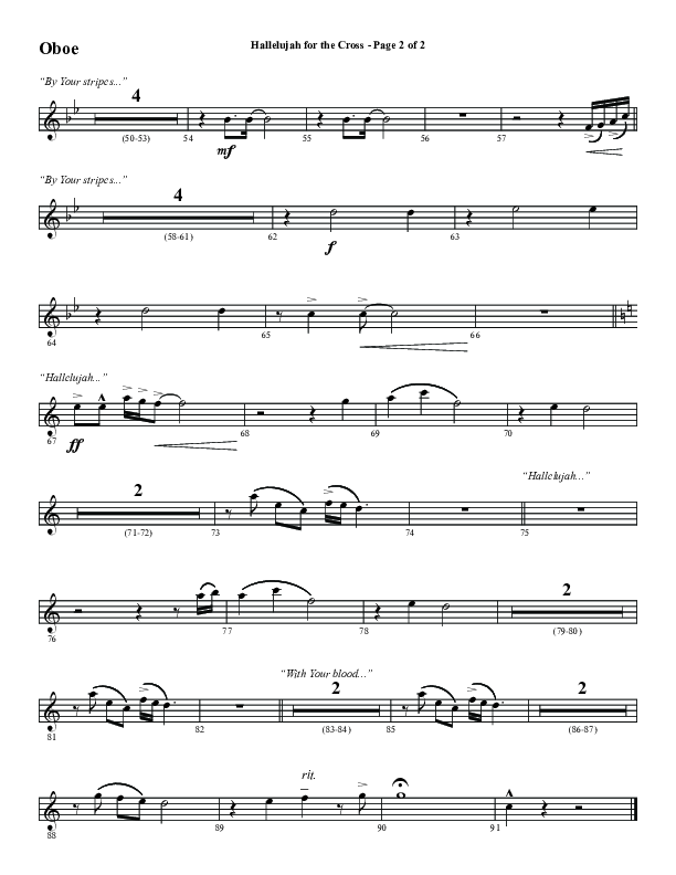 Hallelujah For The Cross (Choral Anthem SATB) Oboe (Word Music Choral / Arr. Luke Gambill / Orch. Cliff Duren)