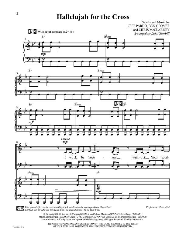 Hallelujah For The Cross (Choral Anthem SATB) Anthem (SATB/Piano) (Word Music Choral / Arr. Luke Gambill / Orch. Cliff Duren)