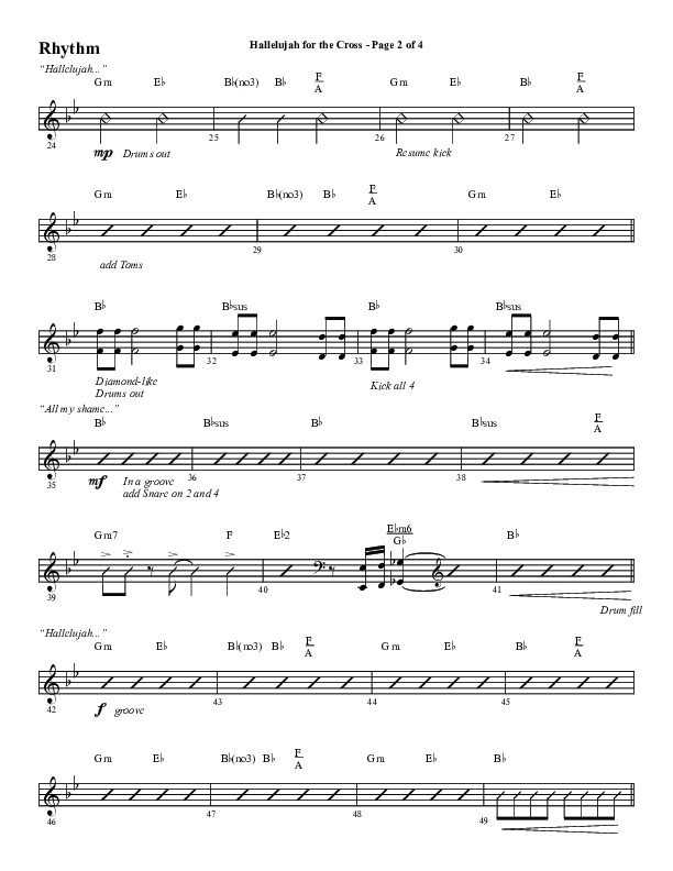 Hallelujah For The Cross (Choral Anthem SATB) Rhythm Chart (Word Music Choral / Arr. Luke Gambill / Orch. Cliff Duren)