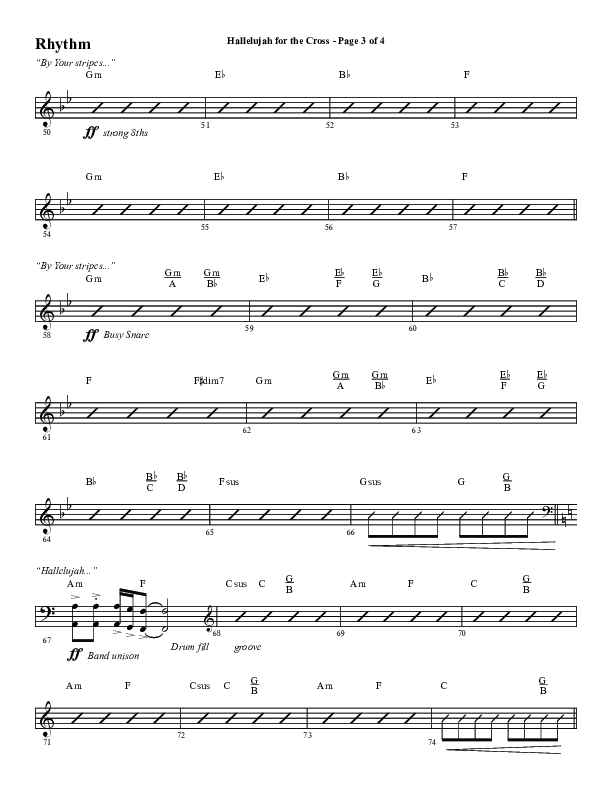 Hallelujah For The Cross (Choral Anthem SATB) Rhythm Chart (Word Music Choral / Arr. Luke Gambill / Orch. Cliff Duren)