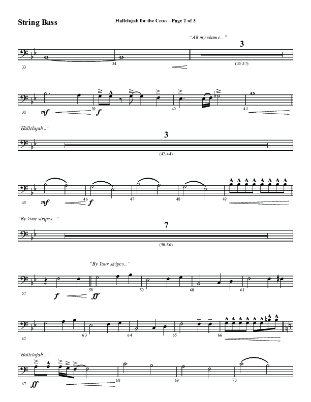 Hallelujah For The Cross (Choral Anthem SATB) String Bass (Word Music Choral / Arr. Luke Gambill / Orch. Cliff Duren)