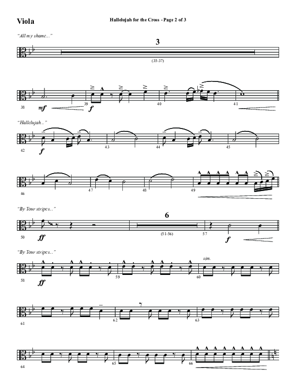 Hallelujah For The Cross (Choral Anthem SATB) Viola (Word Music Choral / Arr. Luke Gambill / Orch. Cliff Duren)