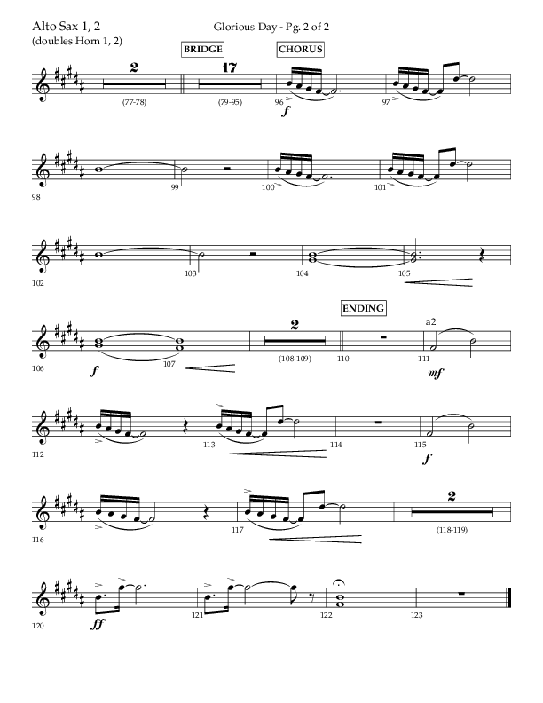 Glorious Day (Choral Anthem SATB) Alto Sax 1/2 (Lifeway Choral / Arr. Joshua Spacht)