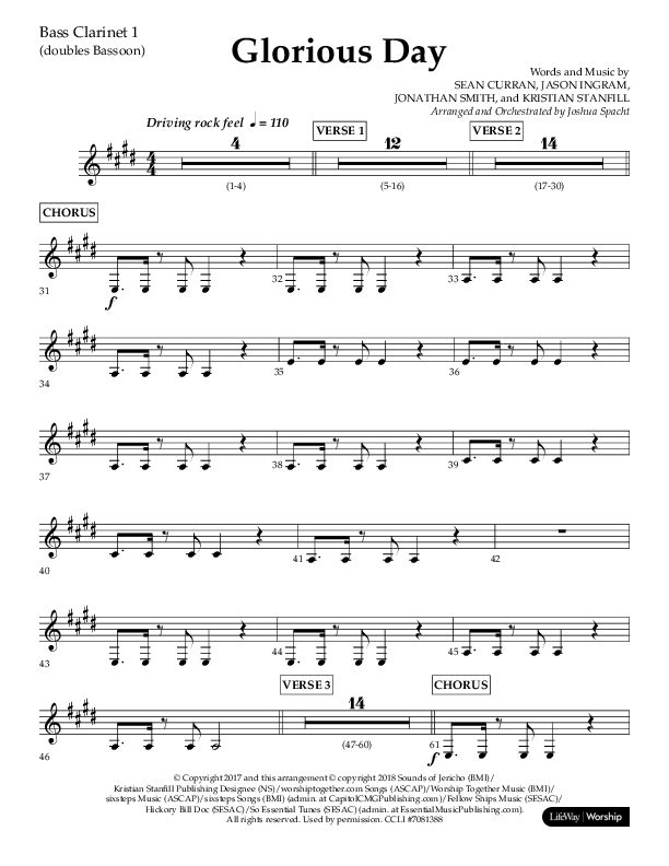 Glorious Day (Choral Anthem SATB) Bass Clarinet (Lifeway Choral / Arr. Joshua Spacht)
