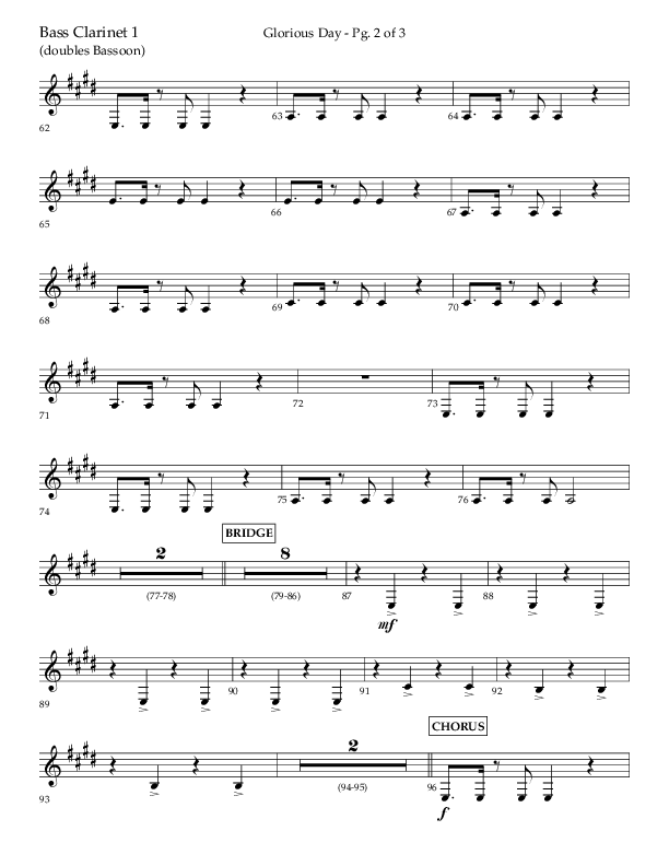 Glorious Day (Choral Anthem SATB) Bass Clarinet (Lifeway Choral / Arr. Joshua Spacht)